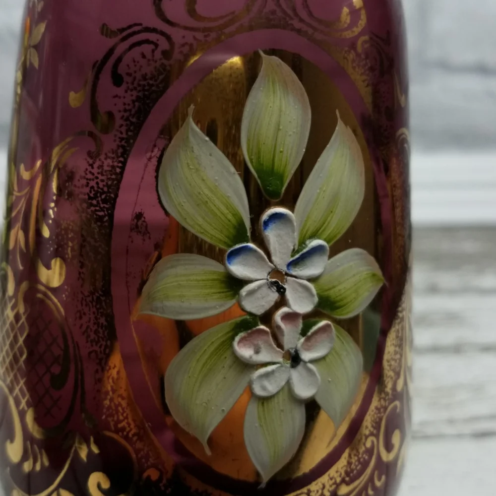Vintage Purple Amethyst Bohemian Glass Vase - Picture 5 of 6